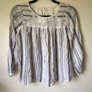 American Eagle striped and lace blouse